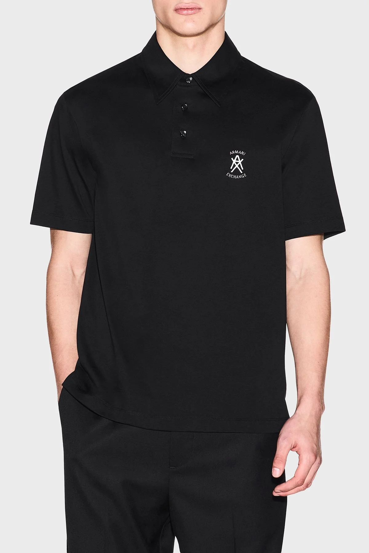 Armani Exchange Pamuklu Regular Fit Logolu Düğmeli Erkek Polo XM002209 AF10364 UC001 SİYAH - 1