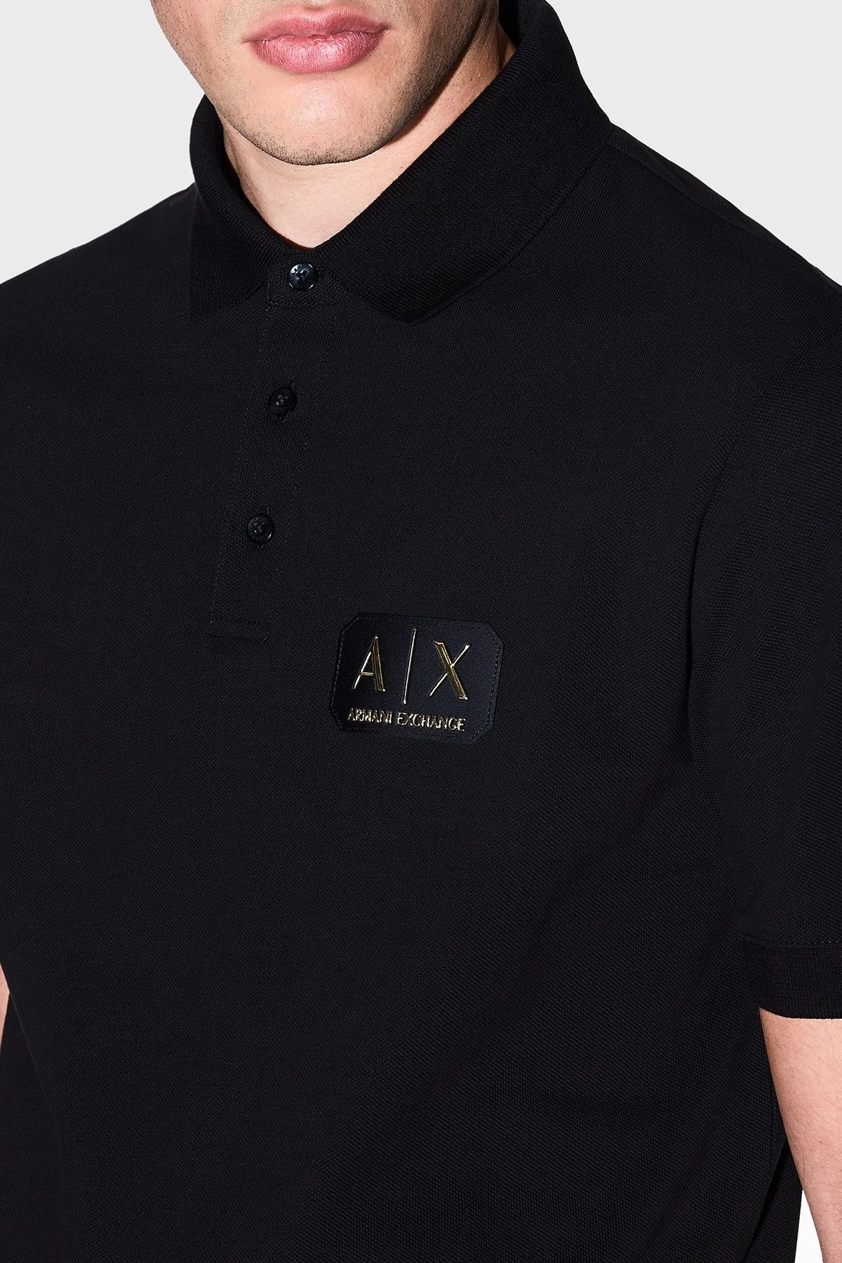 Armani Exchange Pamuklu Regular Fit Logolu Düğmeli Erkek Polo XM002231 AF10366 UC001 SİYAH - 3