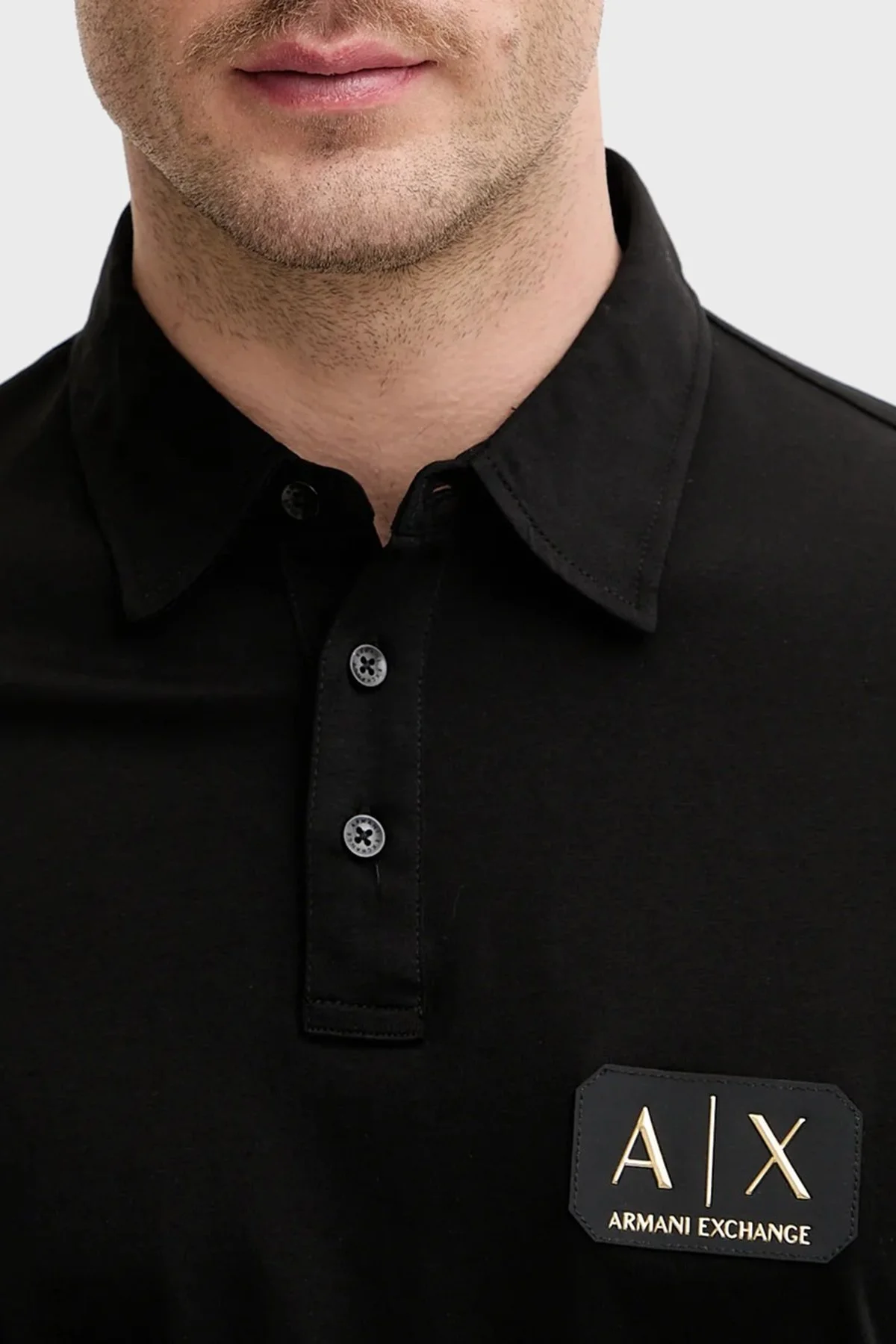 Armani Exchange Pamuklu Regular Fit Logolu Düğmeli Erkek Polo XM002232 AF10364 UC001 SİYAH - 4