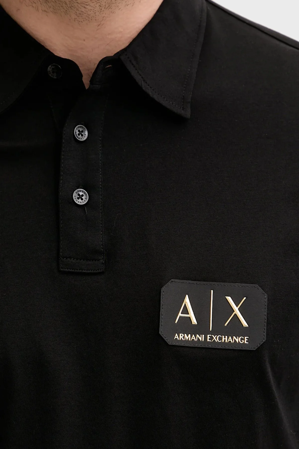 Armani Exchange Pamuklu Regular Fit Logolu Düğmeli Erkek Polo XM002232 AF10364 UC001 SİYAH - 5