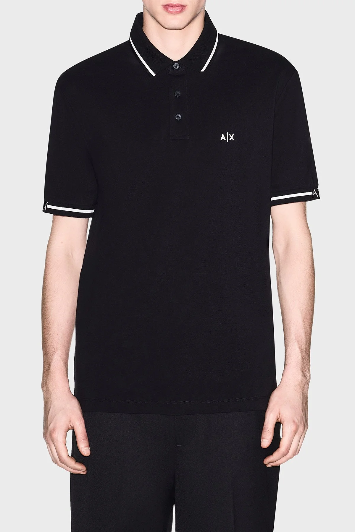 Armani Exchange Pamuklu Regular Fit Logolu Düğmeli Erkek Polo XM002356 AF13026 UC001 SİYAH - 1