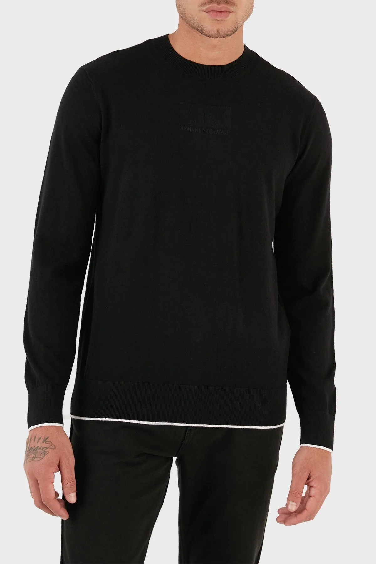 Armani Exchange Pamuklu Regular Fit Logolu Erkek Kazak 6RZM1F ZMW8Z 1200 SİYAH - 1