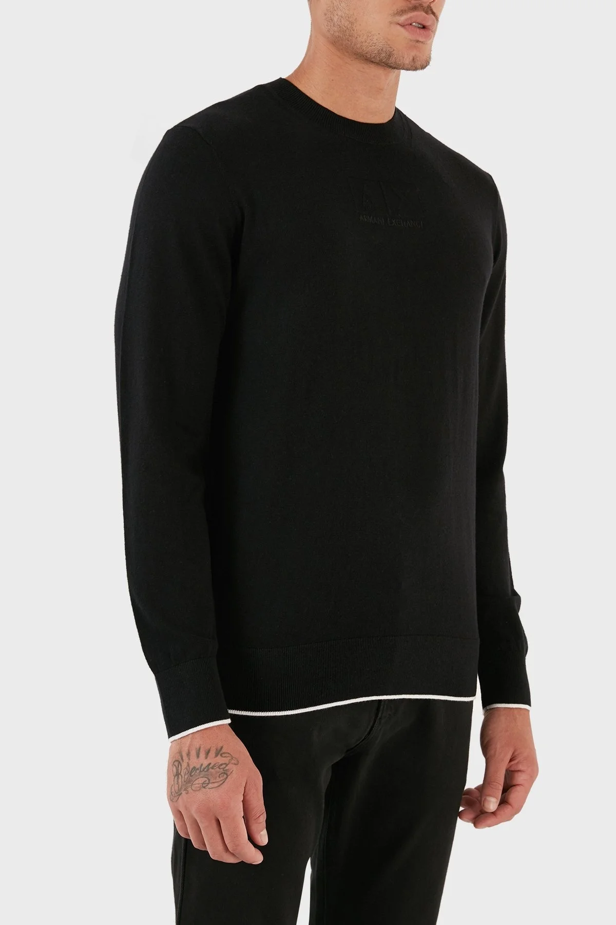 Armani Exchange Pamuklu Regular Fit Logolu Erkek Kazak 6RZM1F ZMW8Z 1200 SİYAH - 4