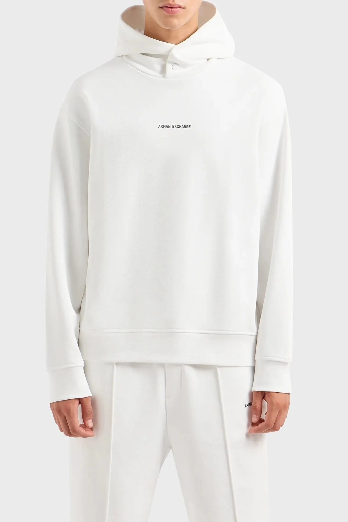 Armani Exchange Pamuklu Regular Fit Logolu Kapüşonlu Erkek Sweat 6DZMLJ ZJ4XZ 1116 BEYAZ - 6