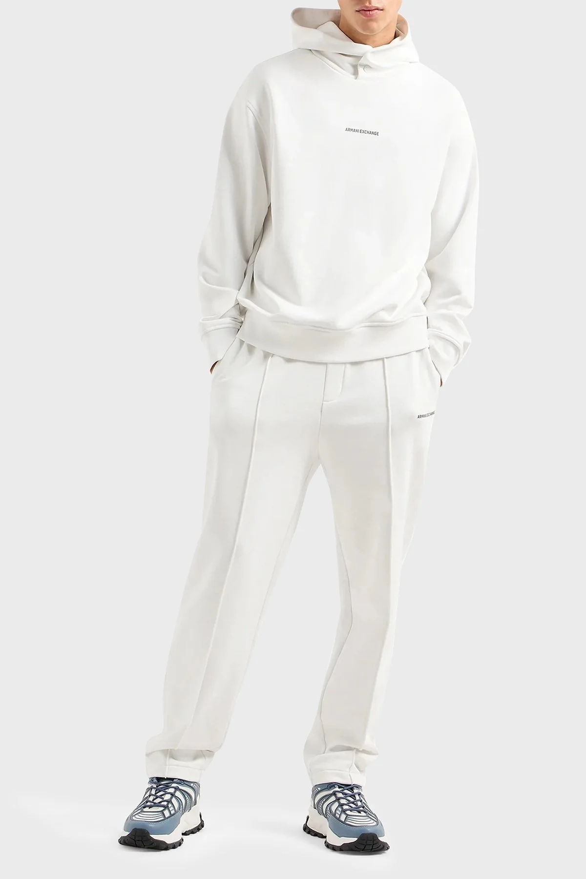 Armani Exchange Pamuklu Regular Fit Logolu Kapüşonlu Erkek Sweat 6DZMLJ ZJ4XZ 1116 BEYAZ - 7