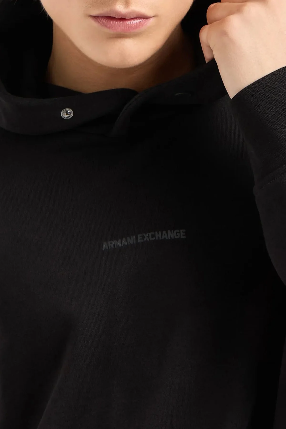 Armani Exchange Pamuklu Regular Fit Logolu Kapüşonlu Erkek Sweat 6DZMLJ ZJ4XZ 1200 SİYAH - 2