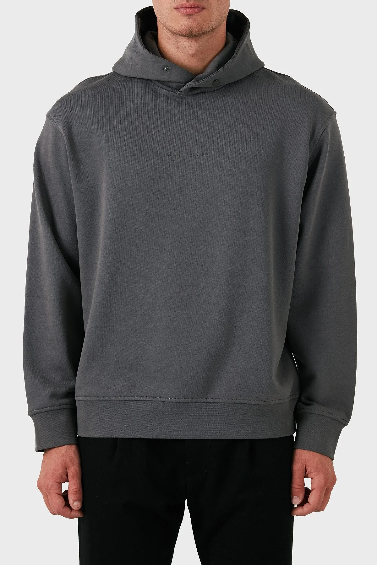 Armani Exchange Pamuklu Regular Fit Logolu Kapüşonlu Yaka Erkek Sweat 6DZMLJ ZJ4XZ 19AA GRİ - 1