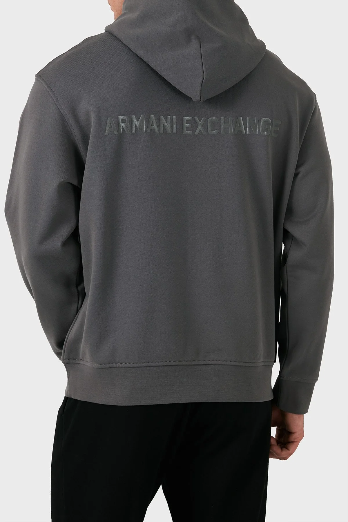 Armani Exchange Pamuklu Regular Fit Logolu Kapüşonlu Yaka Erkek Sweat 6DZMLJ ZJ4XZ 19AA GRİ - 3