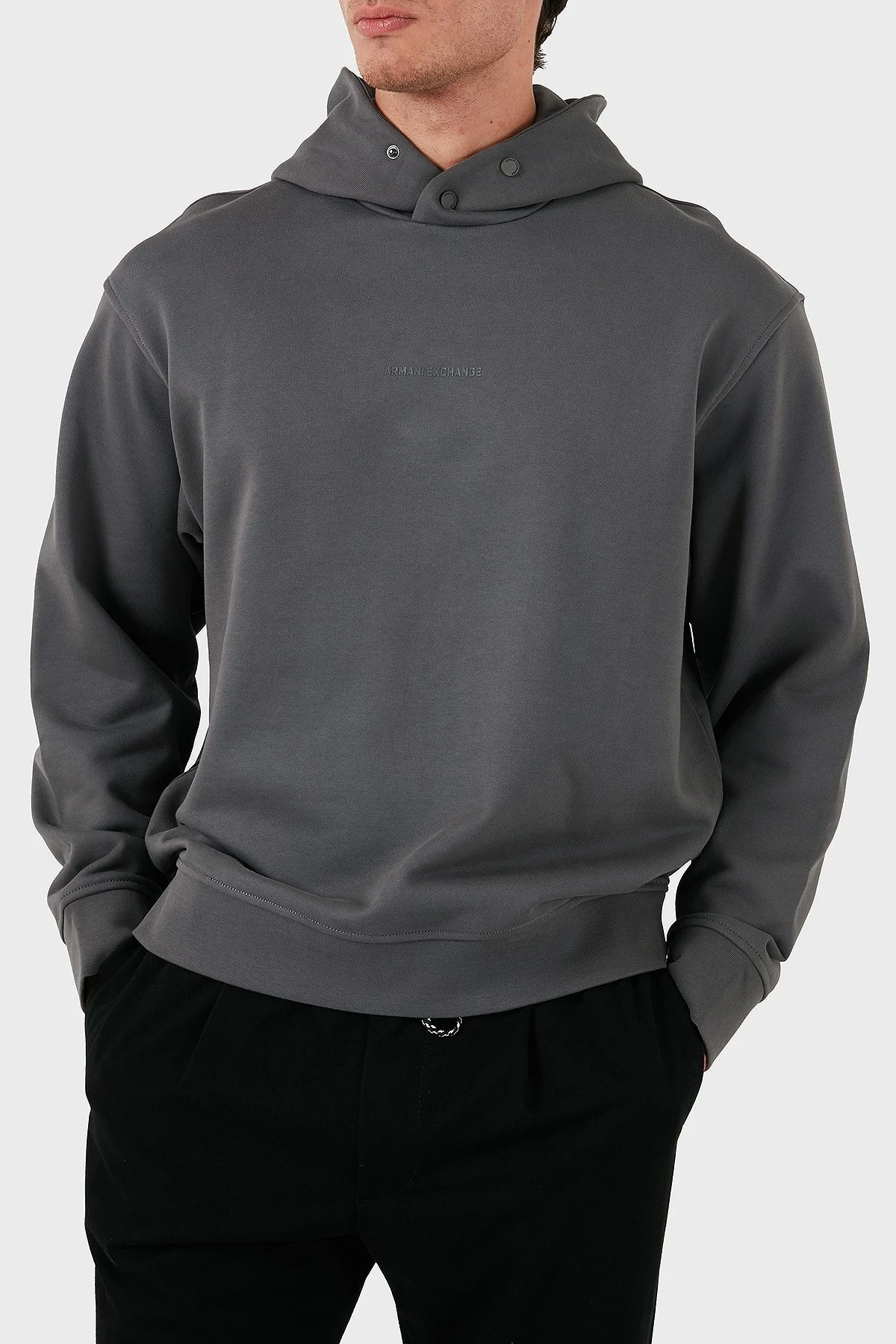 Armani Exchange Pamuklu Regular Fit Logolu Kapüşonlu Yaka Erkek Sweat 6DZMLJ ZJ4XZ 19AA GRİ - 4