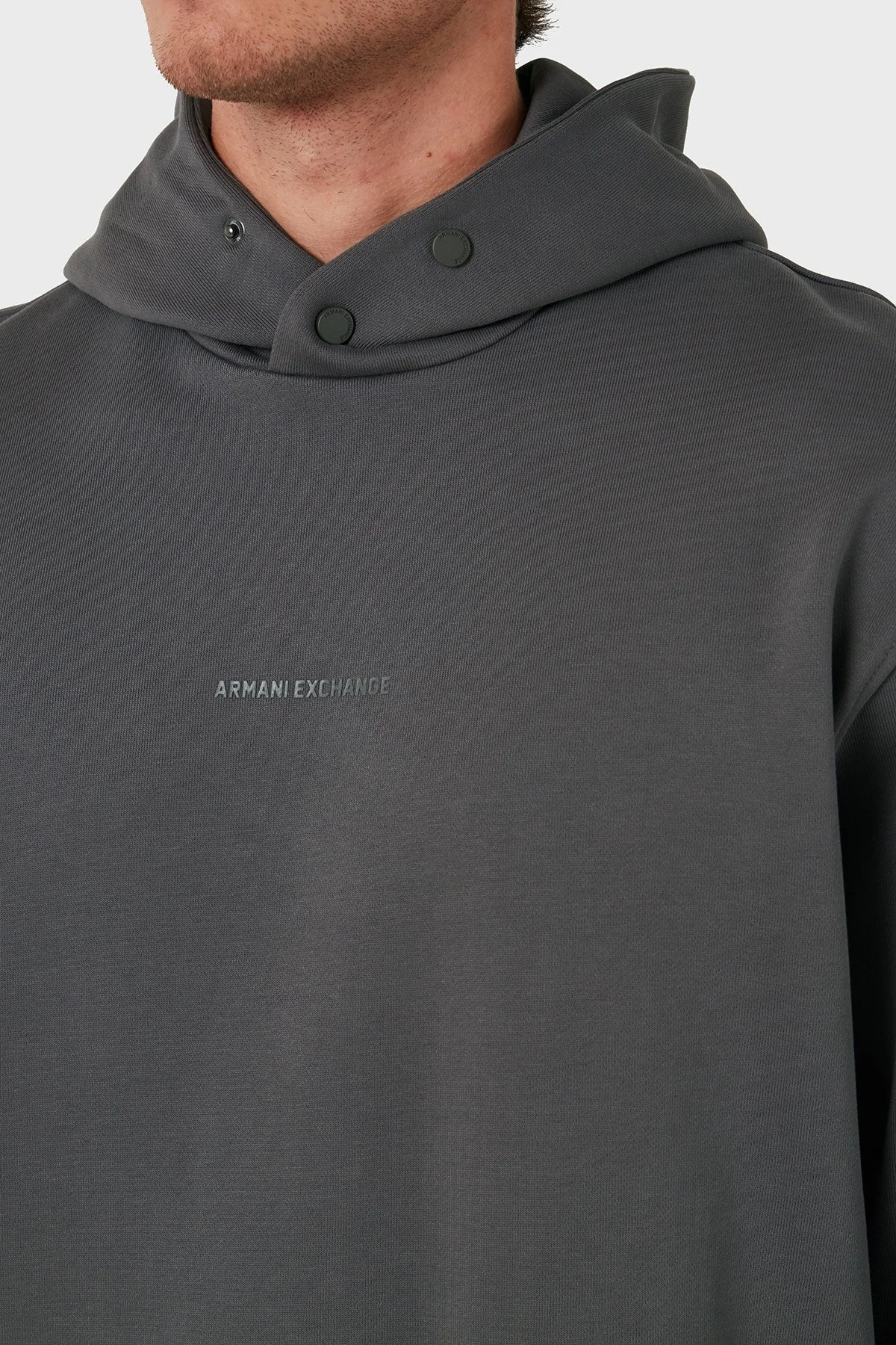 Armani Exchange Pamuklu Regular Fit Logolu Kapüşonlu Yaka Erkek Sweat 6DZMLJ ZJ4XZ 19AA GRİ - 5