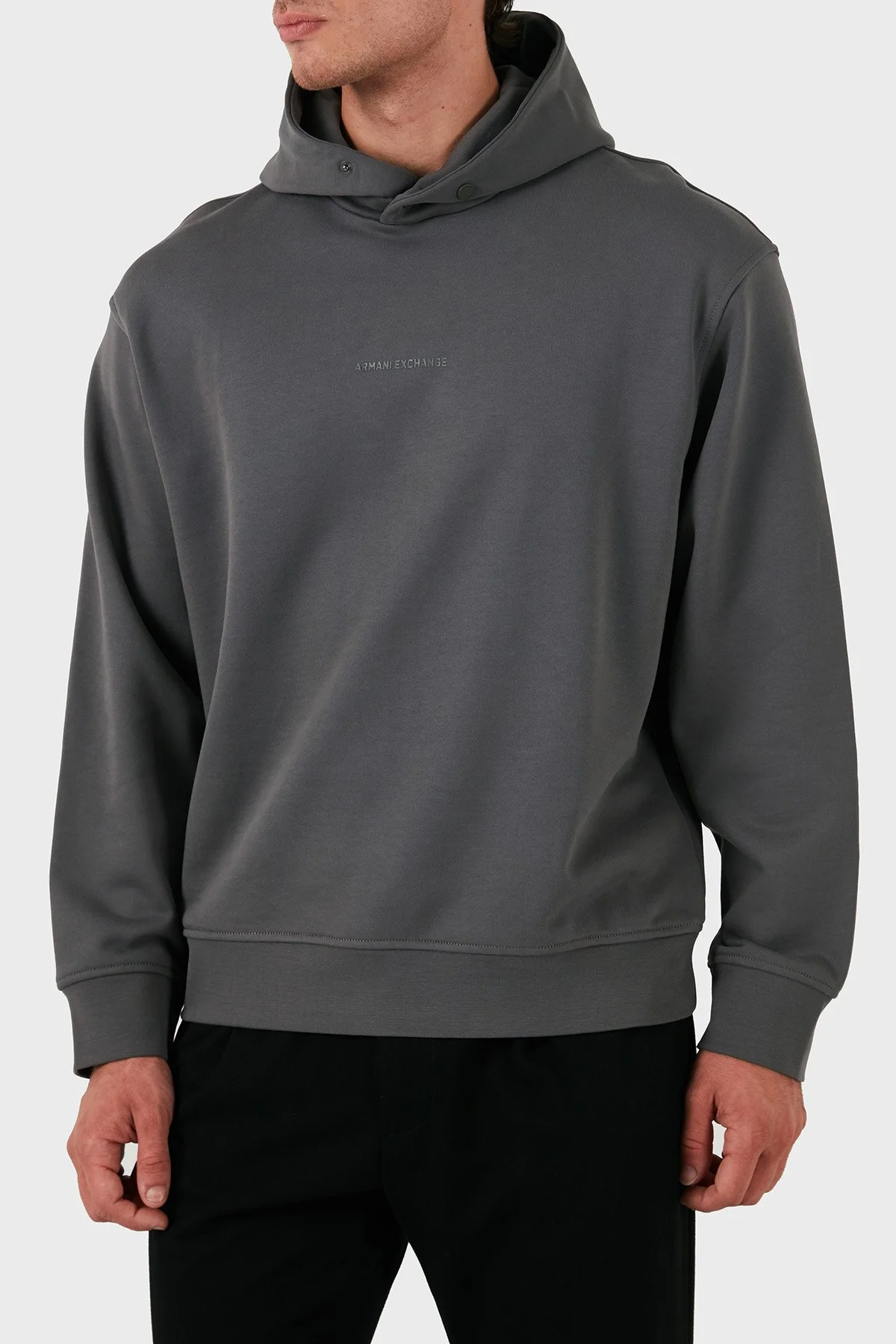 Armani Exchange Pamuklu Regular Fit Logolu Kapüşonlu Yaka Erkek Sweat 6DZMLJ ZJ4XZ 19AA GRİ - 2