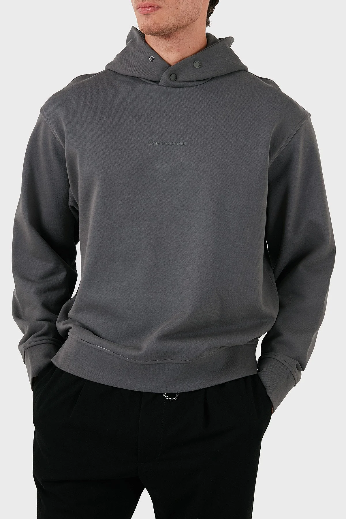 Armani Exchange Pamuklu Regular Fit Logolu Kapüşonlu Yaka Erkek Sweat 6DZMLJ ZJ4XZ 19AA GRİ - 4