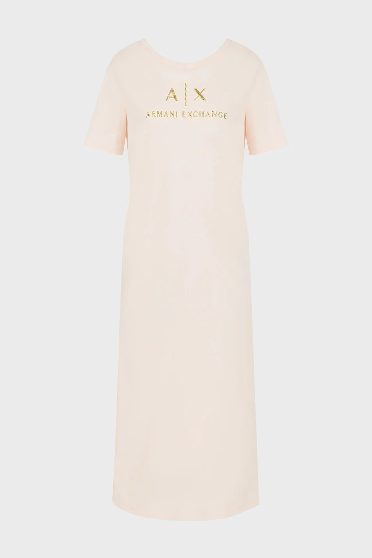 Armani Exchange Pamuklu Regular Fit Midi Bayan Elbise 3DYAAF YJG3Z 14BD PUDRA - 10