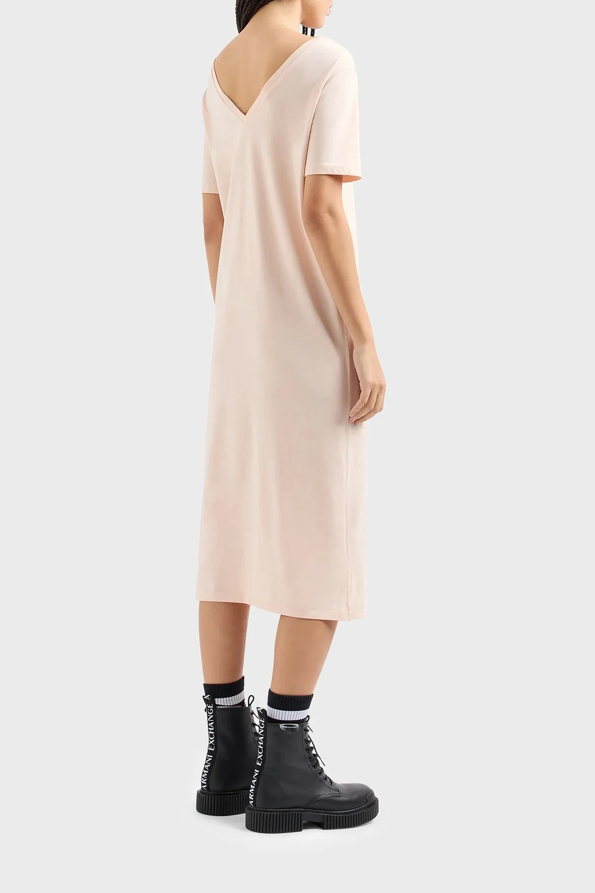 Armani Exchange Pamuklu Regular Fit Midi Kadın Elbise 3DYAAF YJG3Z 14BD PUDRA - 3
