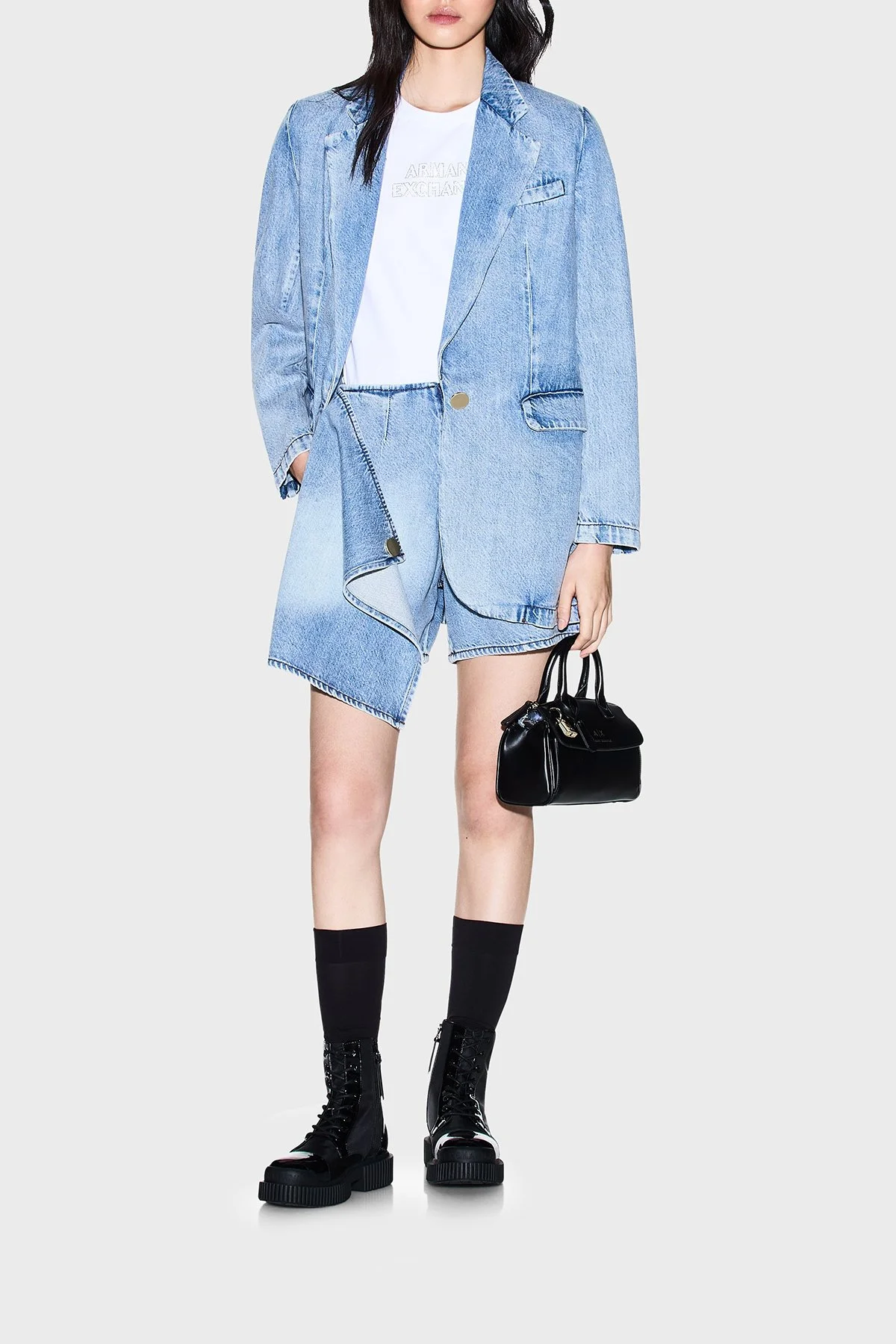 Armani Exchange Pamuklu Regular Fit Mini Etek Bayan Short XW002265 AF21338 MB001 LACİVERT - 2