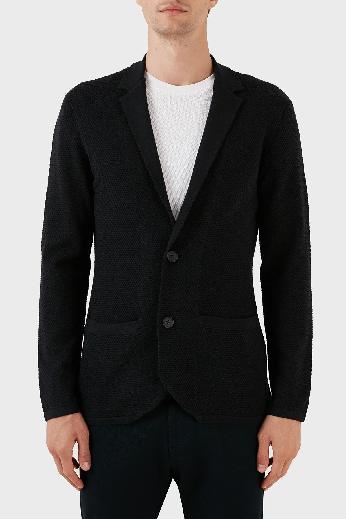 Armani Exchange Pamuklu Regular Fit Örme Blazer Erkek Ceket 6RZG2A ZM1ZZ 1200 SİYAH - 1