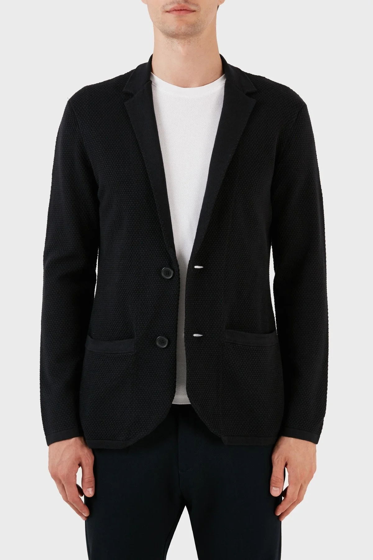 Armani Exchange Pamuklu Regular Fit Örme Blazer Erkek Ceket 6RZG2A ZM1ZZ 1200 SİYAH - 3