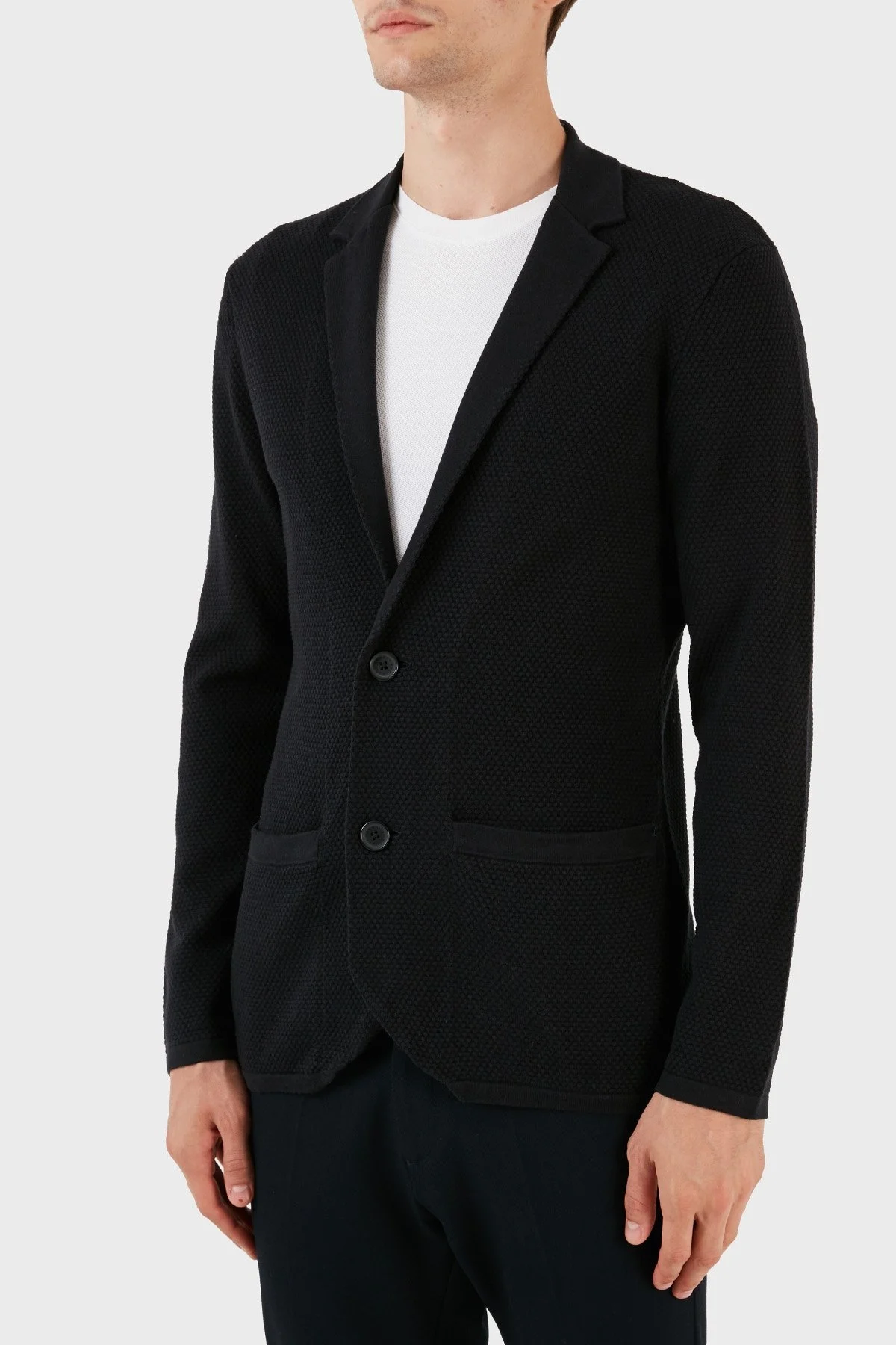 Armani Exchange Pamuklu Regular Fit Örme Blazer Erkek Ceket 6RZG2A ZM1ZZ 1200 SİYAH - 4