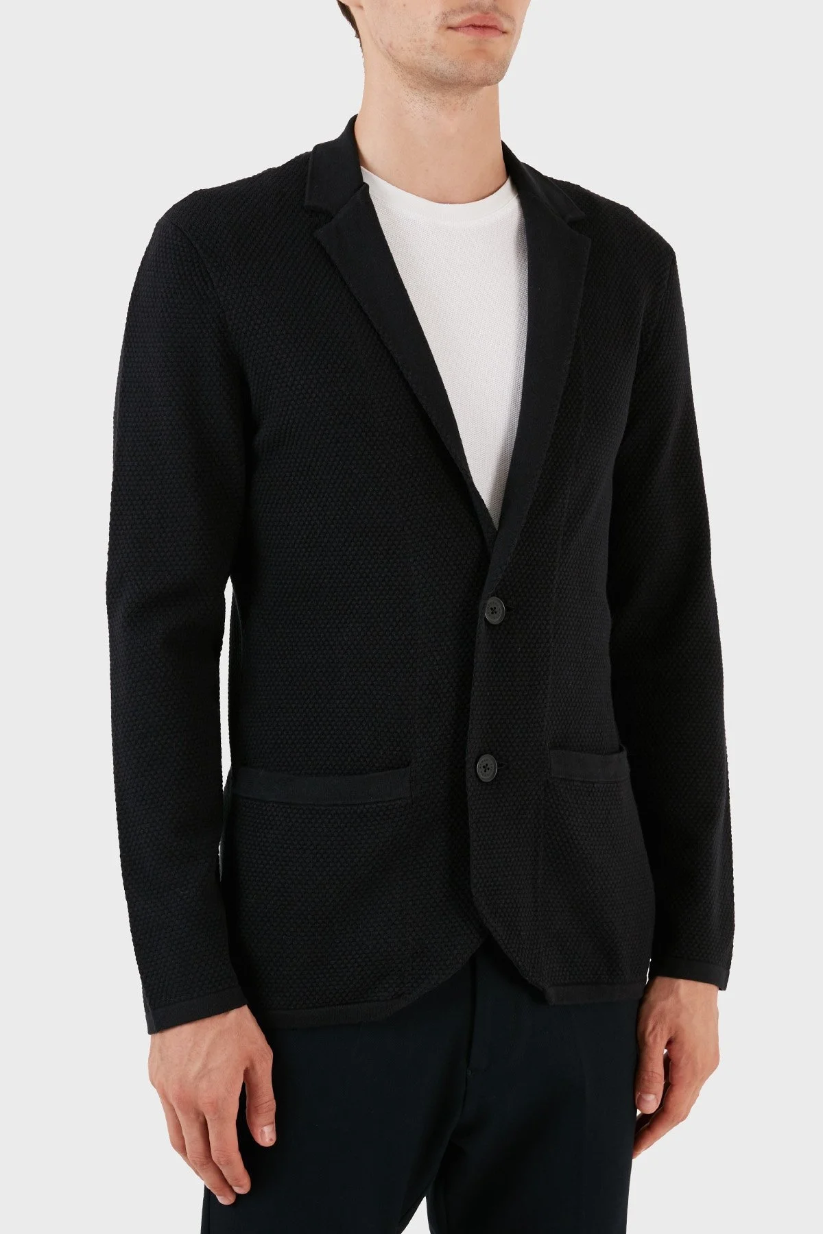 Armani Exchange Pamuklu Regular Fit Örme Blazer Erkek Ceket 6RZG2A ZM1ZZ 1200 SİYAH - 5