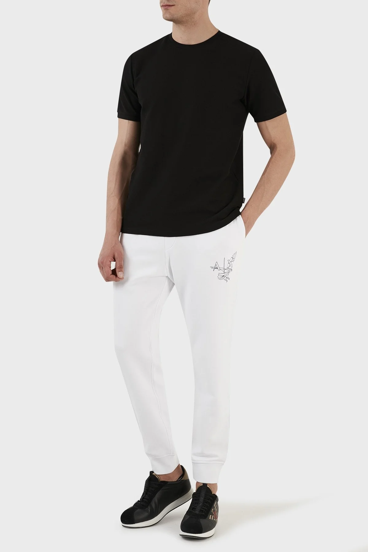 Armani Exchange Pamuklu Regular Fit Polarlı Jogger Spor Erkek Pantolon 3RZPAQ ZJTDZ 1100 BEYAZ - 1