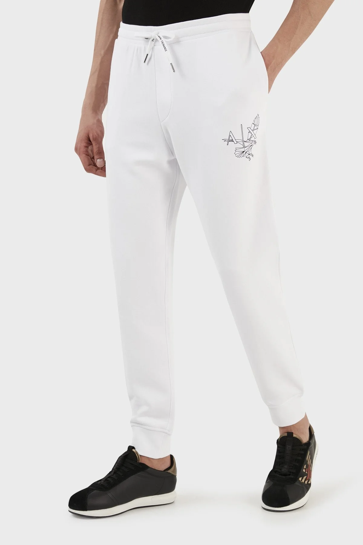 Armani Exchange Pamuklu Regular Fit Polarlı Jogger Spor Erkek Pantolon 3RZPAQ ZJTDZ 1100 BEYAZ - 2