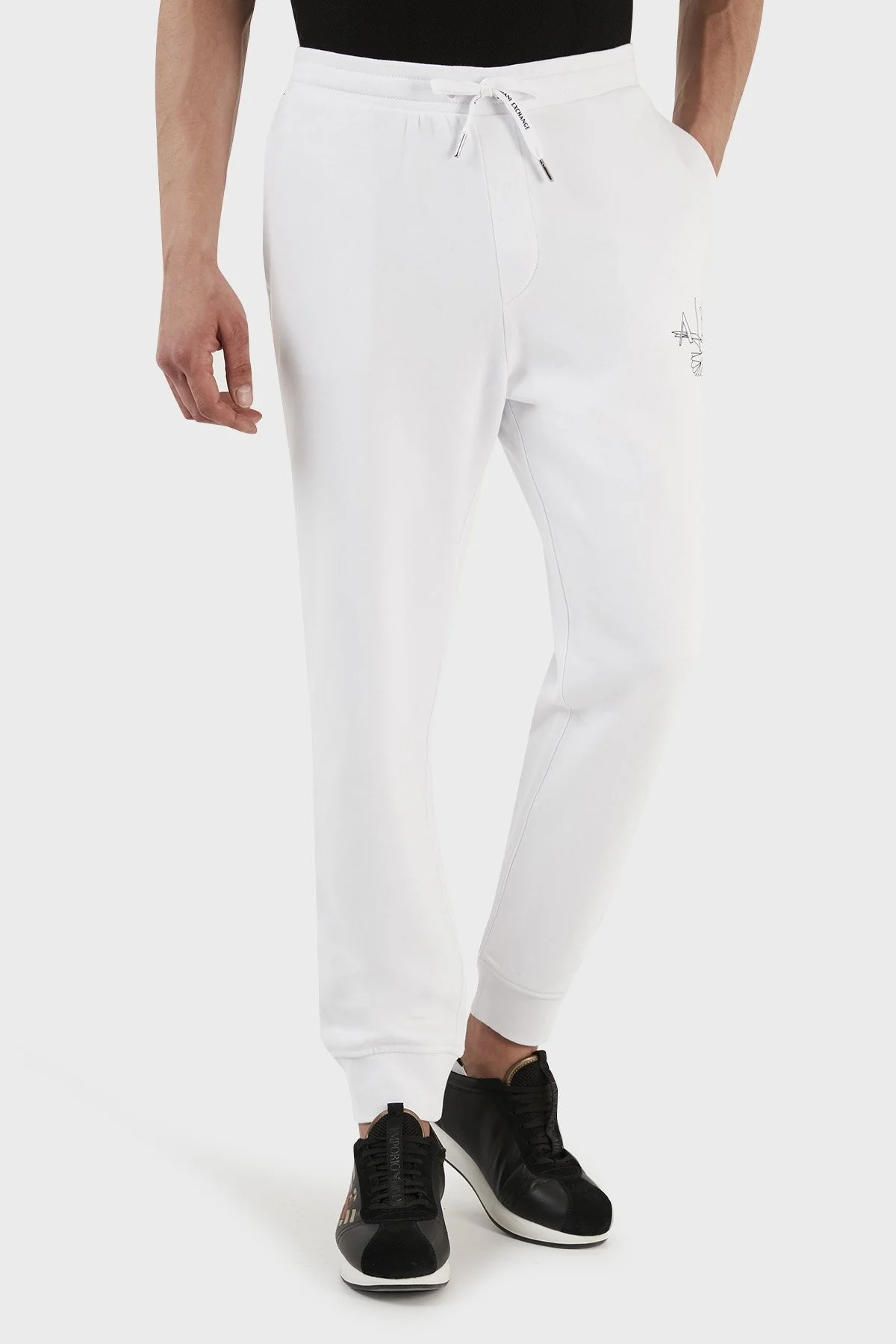 Armani Exchange Pamuklu Regular Fit Polarlı Jogger Spor Erkek Pantolon 3RZPAQ ZJTDZ 1100 BEYAZ - 3