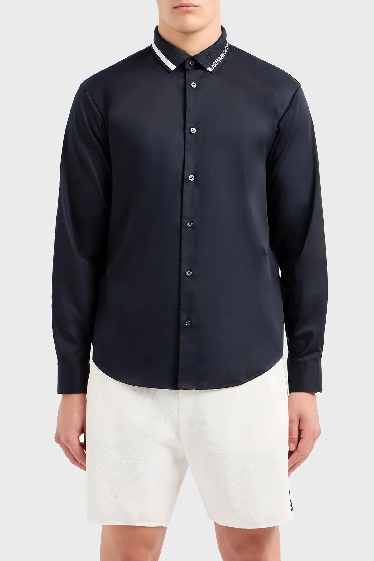 Armani Exchange Pamuklu Regular Fit Poplin Erkek Gömlek 3DZCL6 ZN10Z 1583 LACİVERT - 5