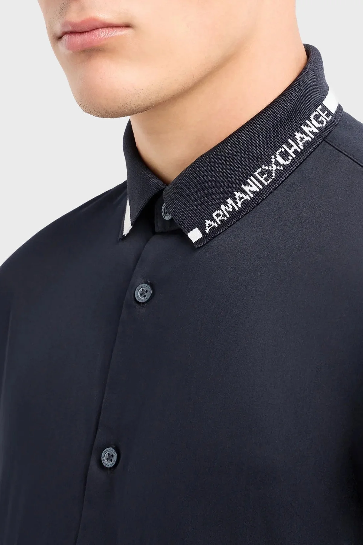 Armani Exchange Pamuklu Regular Fit Poplin Erkek Gömlek 3DZCL6 ZN10Z 1583 LACİVERT - 6