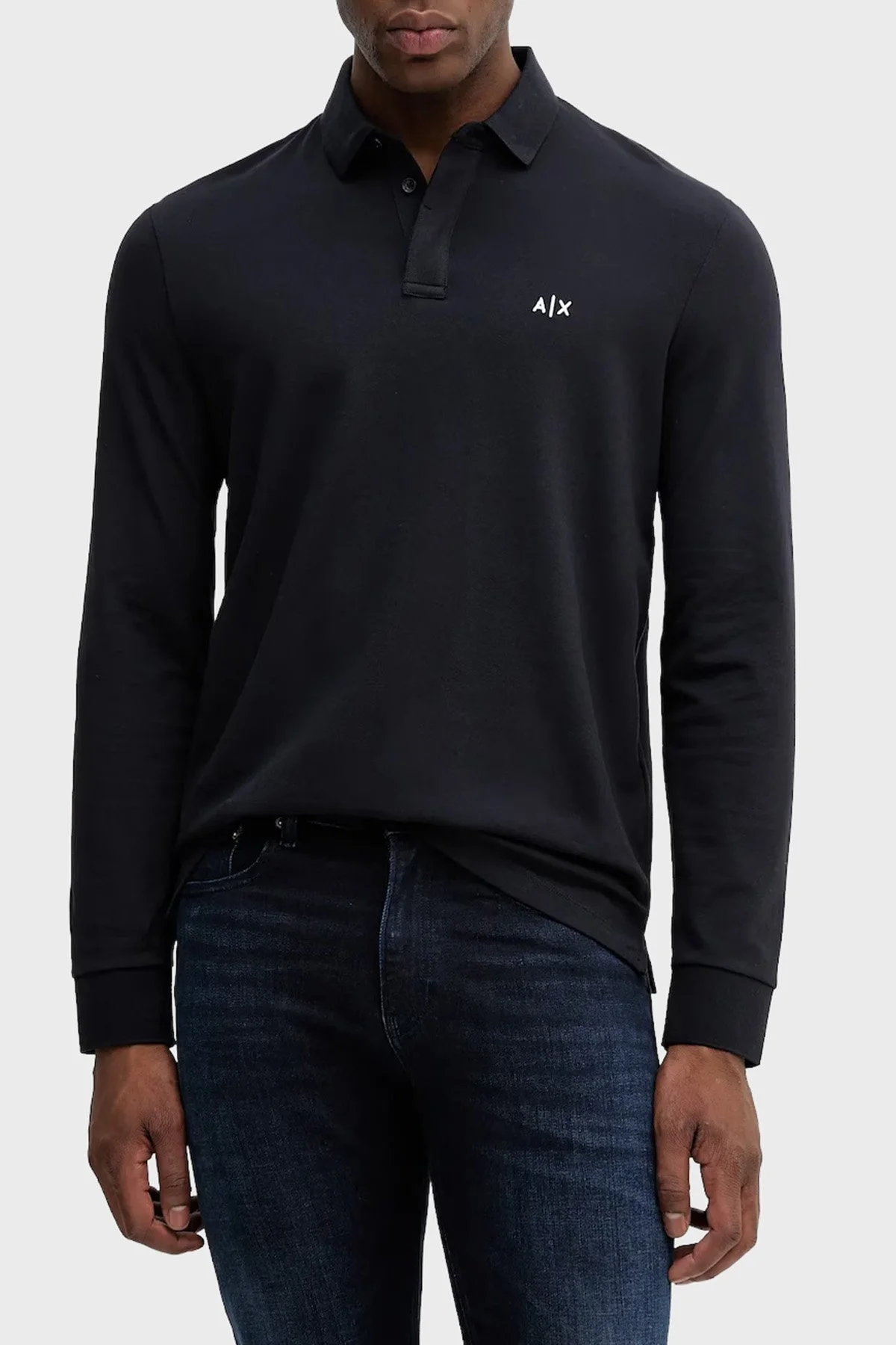 Armani Exchange Pamuklu Regular Fit Uzun Kollu Polo Yaka Erkek T Shirt XM001288 AF17321 UB101 LACİVERT - 1