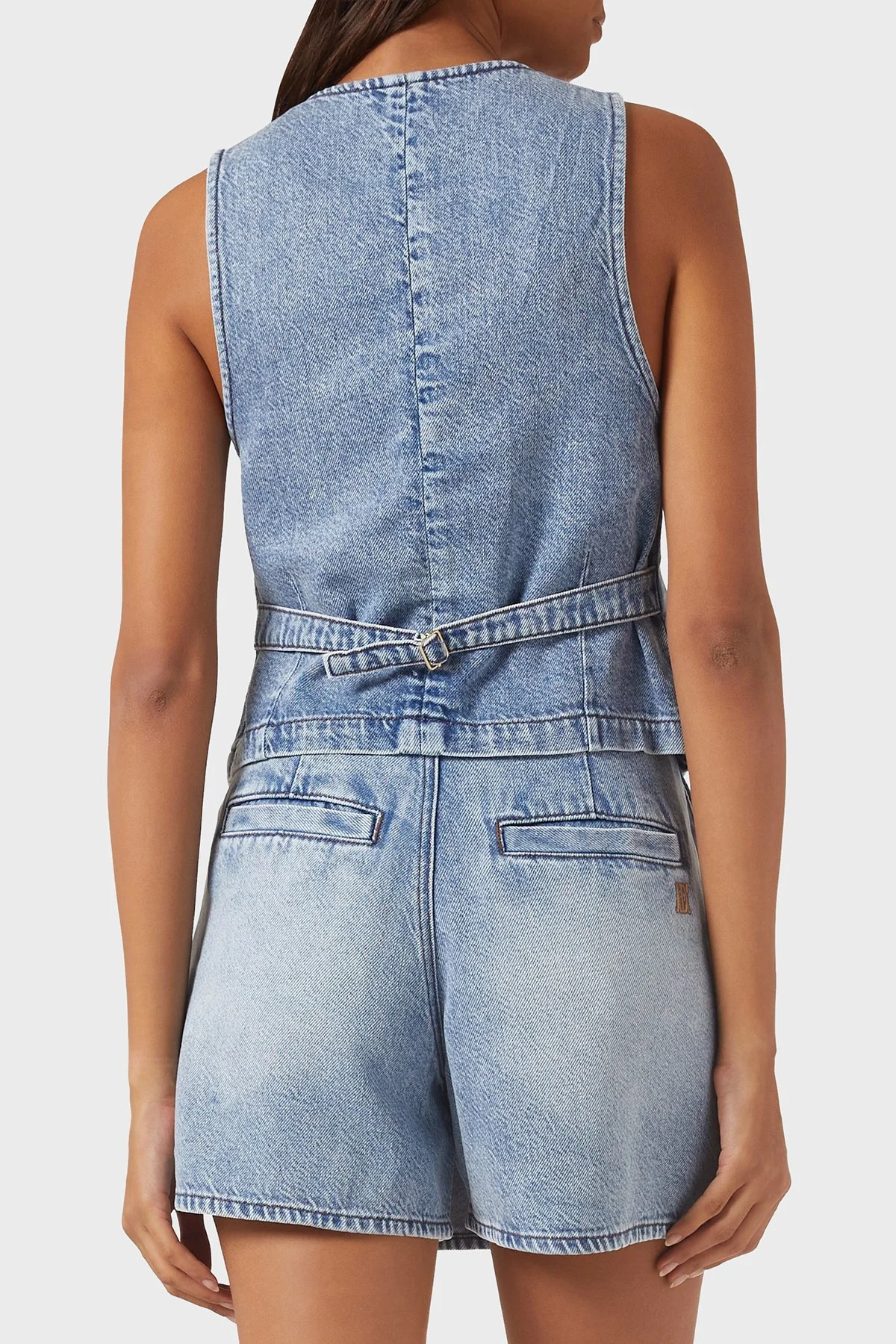 Armani Exchange Pamuklu Regular Fit V Yaka Kot Bayan Yelek XW002263 AF21338 MB001 MAVİ - 3