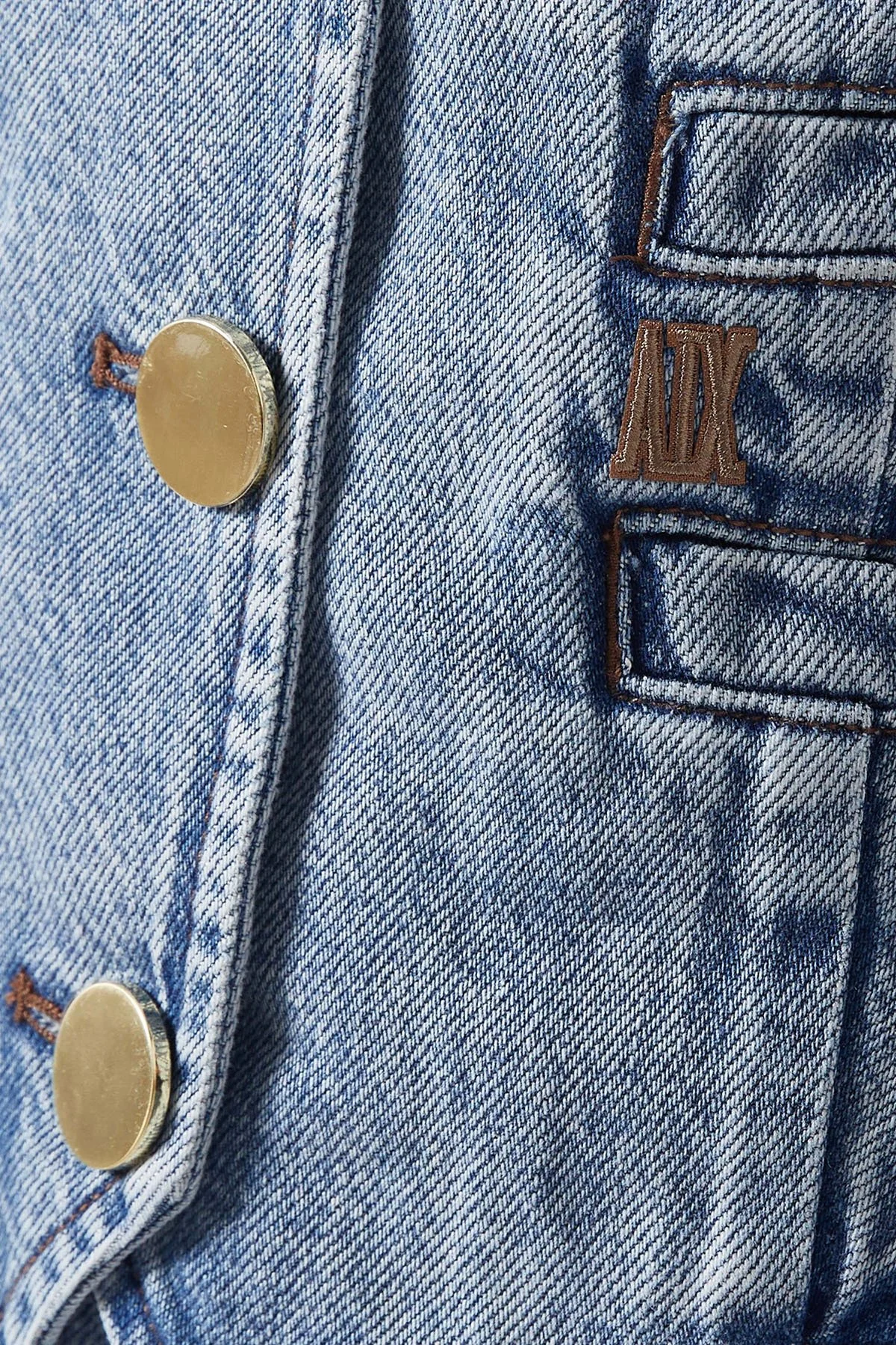 Armani Exchange Pamuklu Regular Fit V Yaka Kot Bayan Yelek XW002263 AF21338 MB001 MAVİ - 4