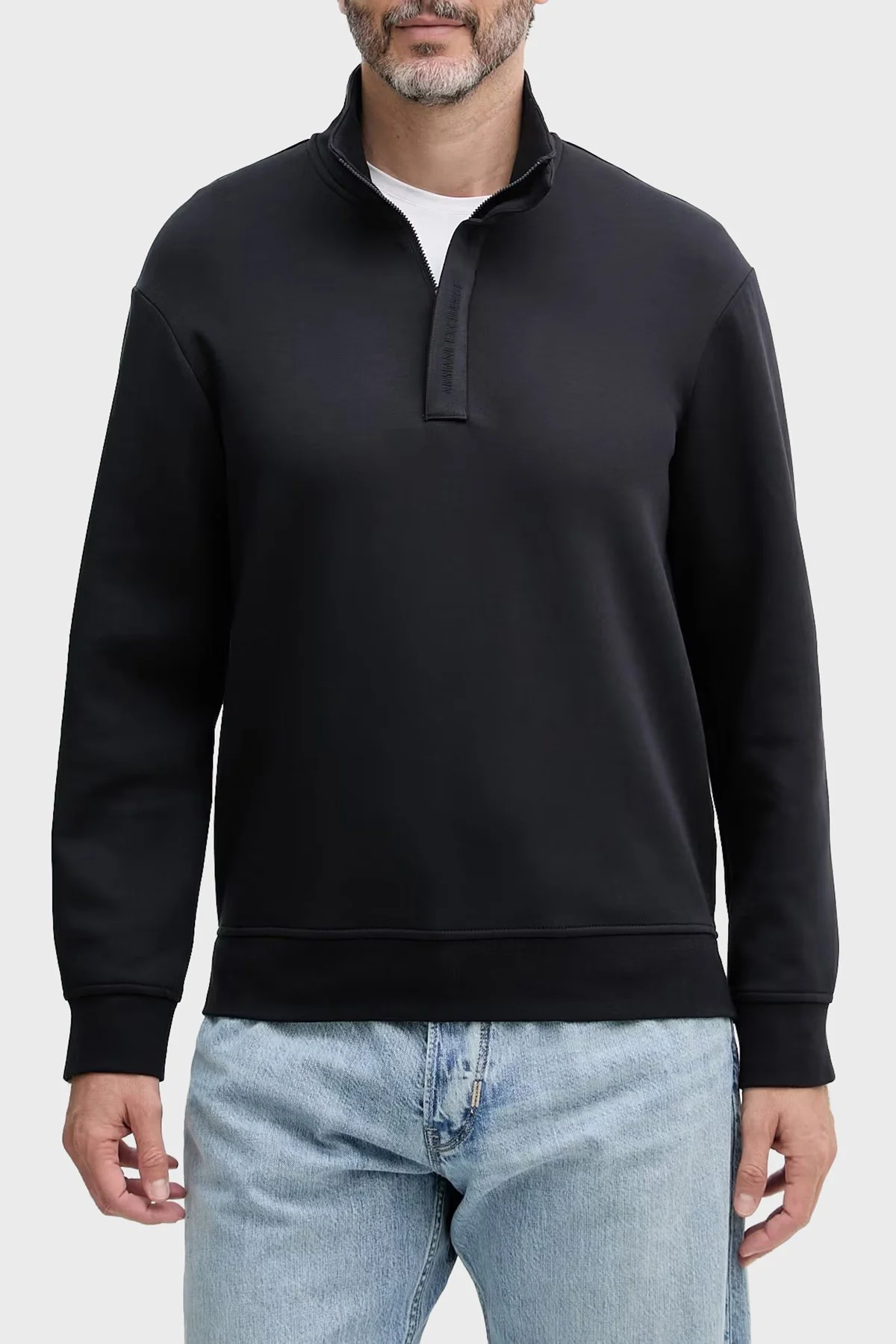 Armani Exchange Pamuklu Regular Fit Yarım Fermuarlı Dik Yaka Erkek Sweat XM001295 AF10818 UB101 Lacivert - 1