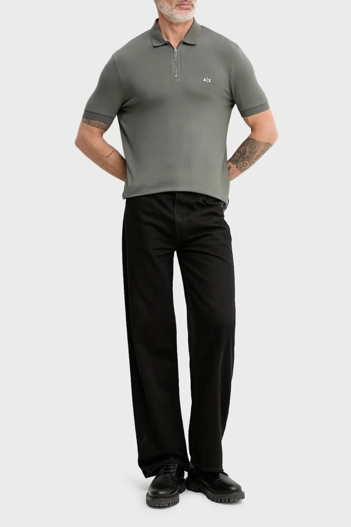 Armani Exchange Pamuklu Regular Fit Yarım Fermuarlı Erkek Polo XM002372 AF21936 U8144 HAKİ - 2