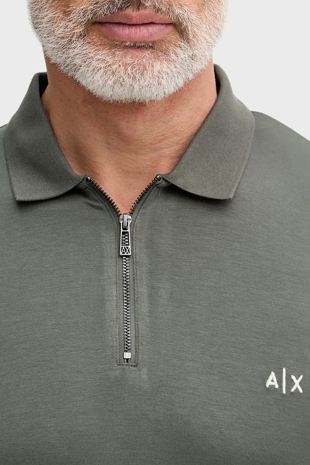 Armani Exchange Pamuklu Regular Fit Yarım Fermuarlı Erkek Polo XM002372 AF21936 U8144 HAKİ - 4