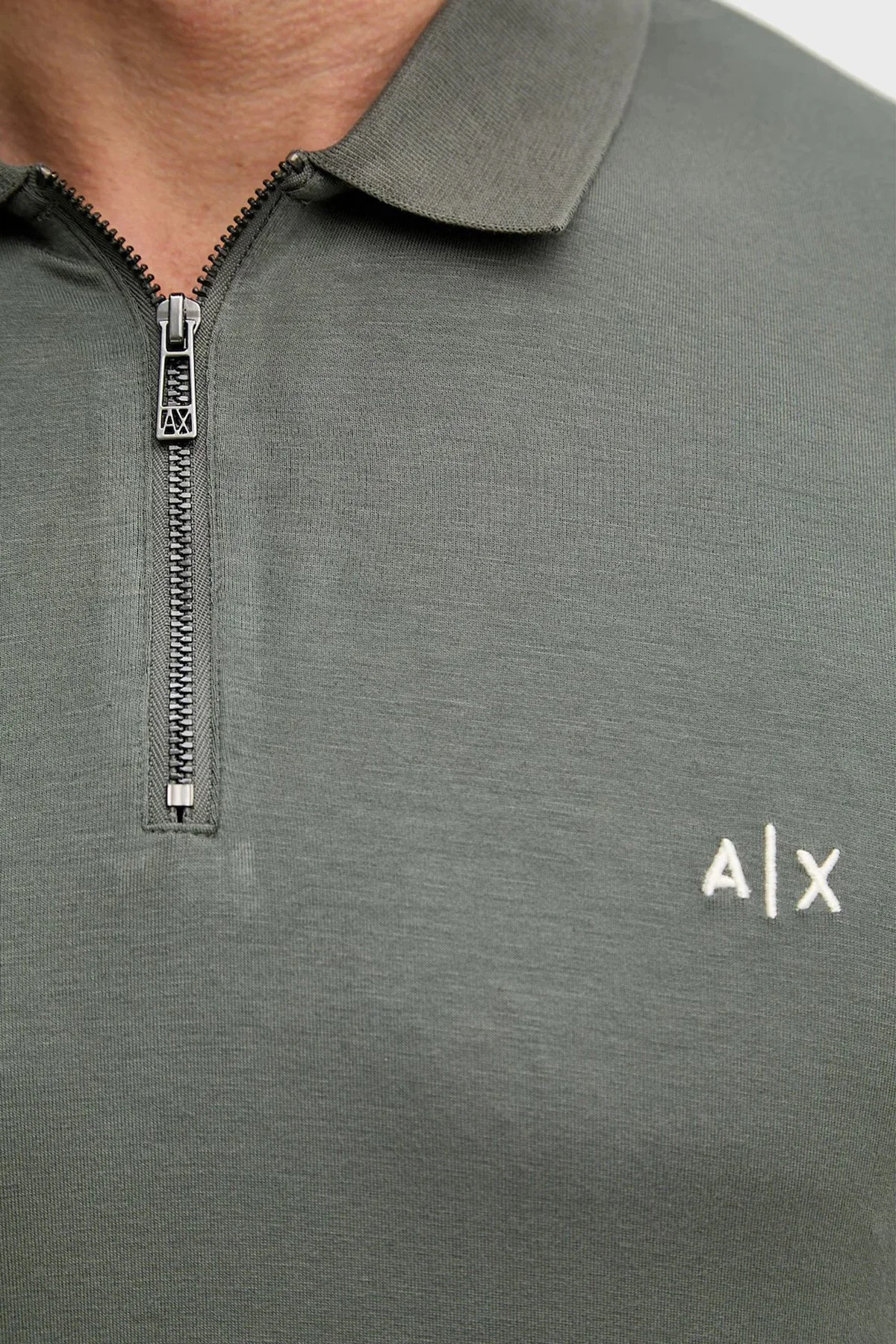 Armani Exchange Pamuklu Regular Fit Yarım Fermuarlı Erkek Polo XM002372 AF21936 U8144 HAKİ - 5