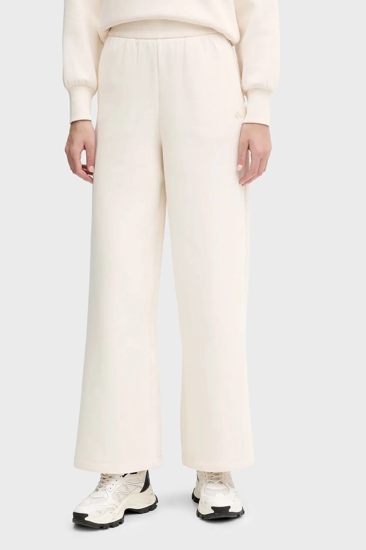 Armani Exchange Pamuklu Regular Fit Yüksek Bel Geniş Paça Bayan Pantolon XW001830 AF10818 U1003 EKRU - 1