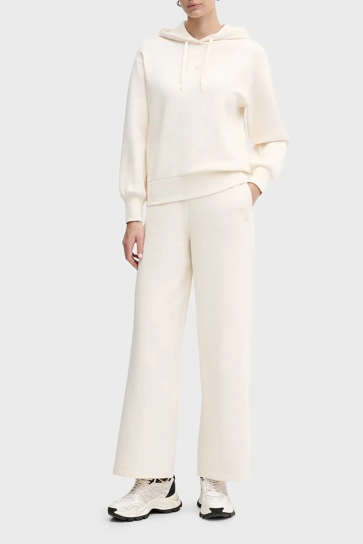 Armani Exchange Pamuklu Regular Fit Yüksek Bel Geniş Paça Bayan Pantolon XW001830 AF10818 U1003 EKRU - 2