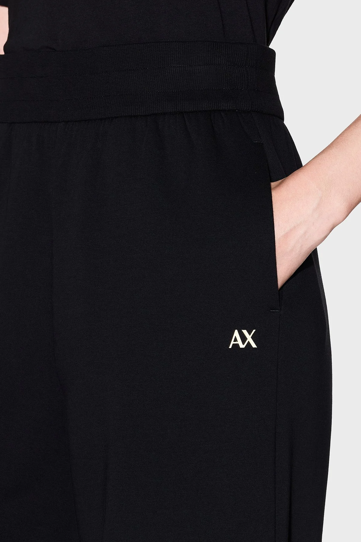 Armani Exchange Pamuklu Regular Fit Yüksek Bel Geniş Paça Bayan Pantolon XW001830 AF10818 UC001 SİYAH - 4