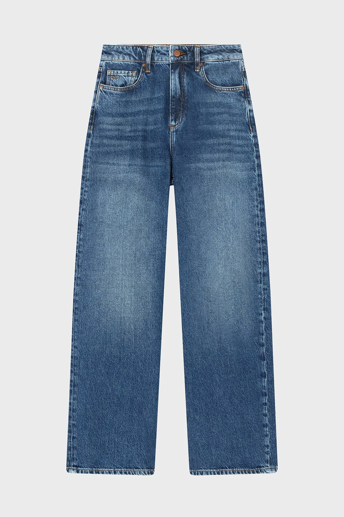 Armani Exchange Pamuklu Regular Fit Yüksek Bel Geniş Paça Jeans Bayan Kot Pantolon XW000100 AF21886 MB001 MAVİ - 1