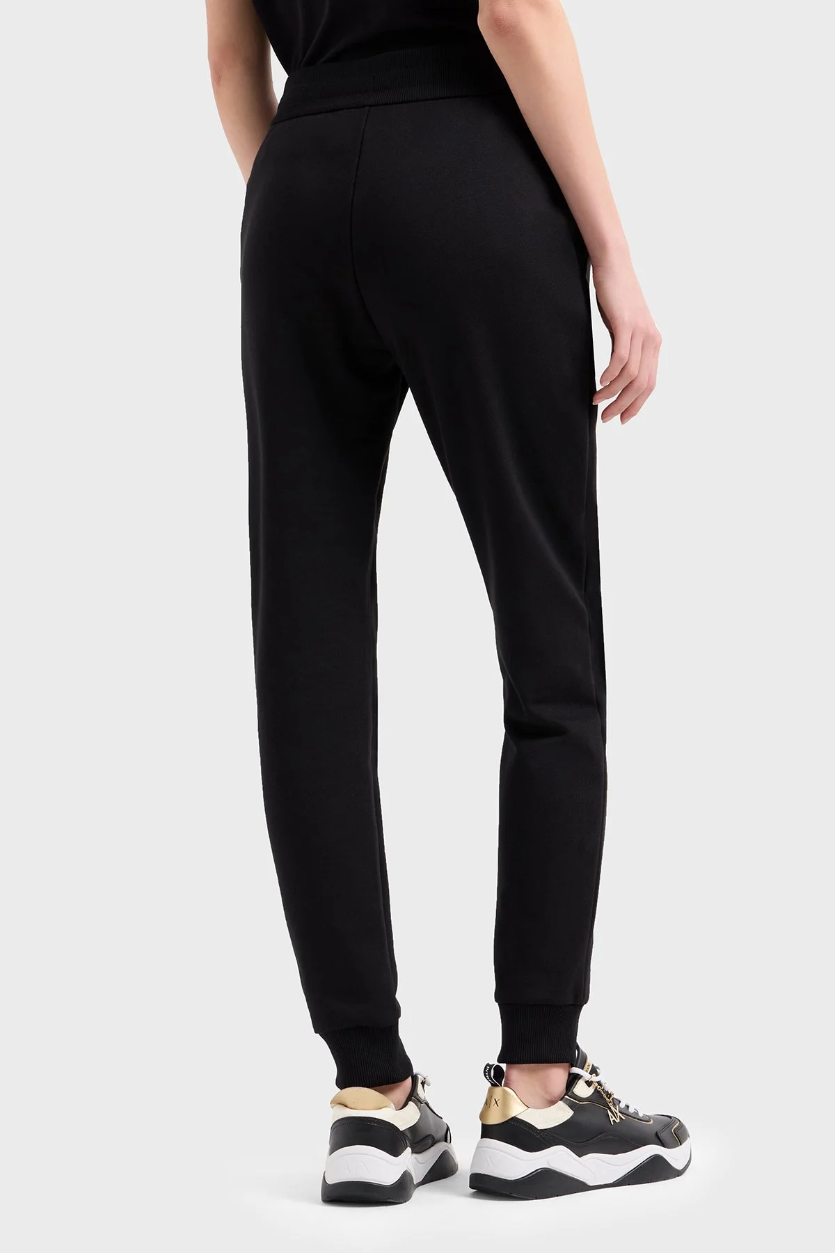 Armani Exchange Pamuklu Regular Fit Yüksek Bel Lastikli Paça Jogger Kadın Pantolon 8NYPBA YJE5Z 52AK SİYAH-GOLD - 4