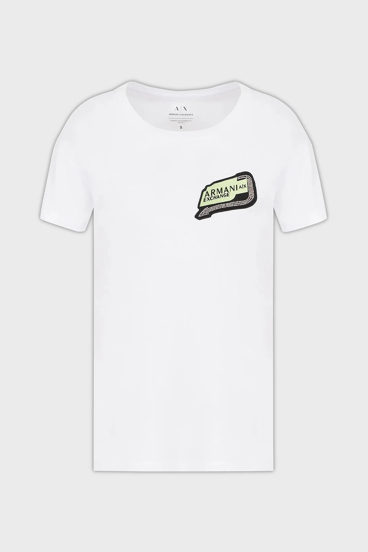 Armani Exchange Pamuklu Relaxed Fit Bisiklet Yaka Bayan T Shirt 3DYT16 YJ3RZ 1000 BEYAZ - 5