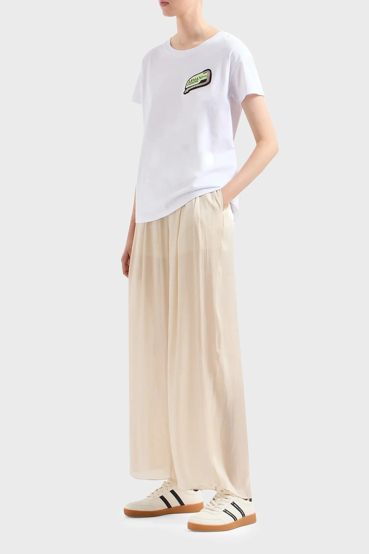 Armani Exchange Pamuklu Relaxed Fit Bisiklet Yaka Kadın T Shirt 3DYT16 YJ3RZ 1000 BEYAZ - 2