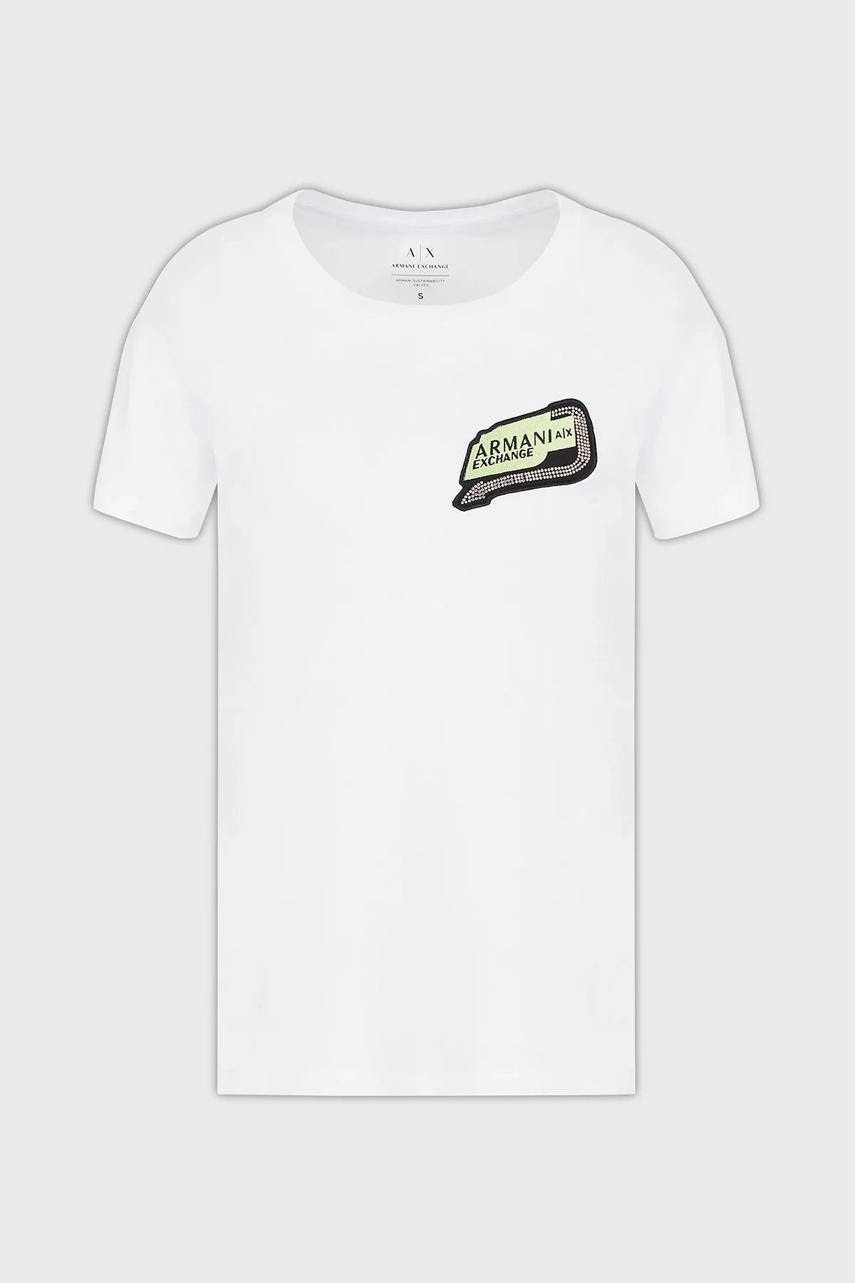 Armani Exchange Pamuklu Relaxed Fit Bisiklet Yaka Kadın T Shirt 3DYT16 YJ3RZ 1000 BEYAZ - 5