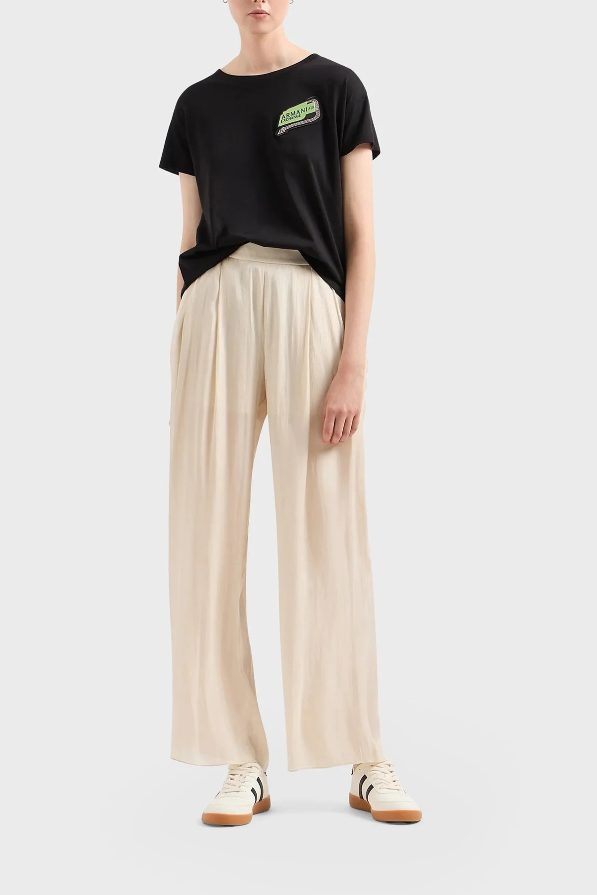 Armani Exchange Pamuklu Relaxed Fit Bisiklet Yaka Bayan T Shirt 3DYT16 YJ3RZ 1200 SİYAH - 7