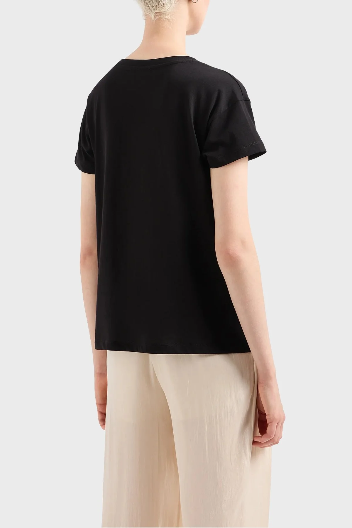 Armani Exchange Pamuklu Relaxed Fit Bisiklet Yaka Kadın T Shirt 3DYT16 YJ3RZ 1200 SİYAH - 3