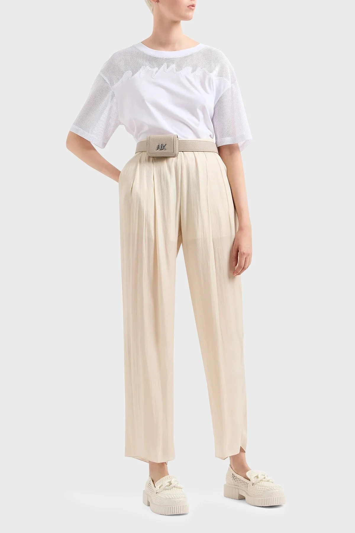 Armani Exchange Pamuklu Relaxed Fit Bisiklet Yaka Bayan T Shirt 3DYT34 YJ3RZ 1000 BEYAZ - 2