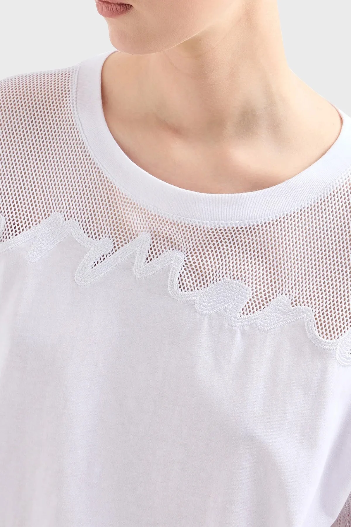 Armani Exchange Pamuklu Relaxed Fit Bisiklet Yaka Bayan T Shirt 3DYT34 YJ3RZ 1000 BEYAZ - 4