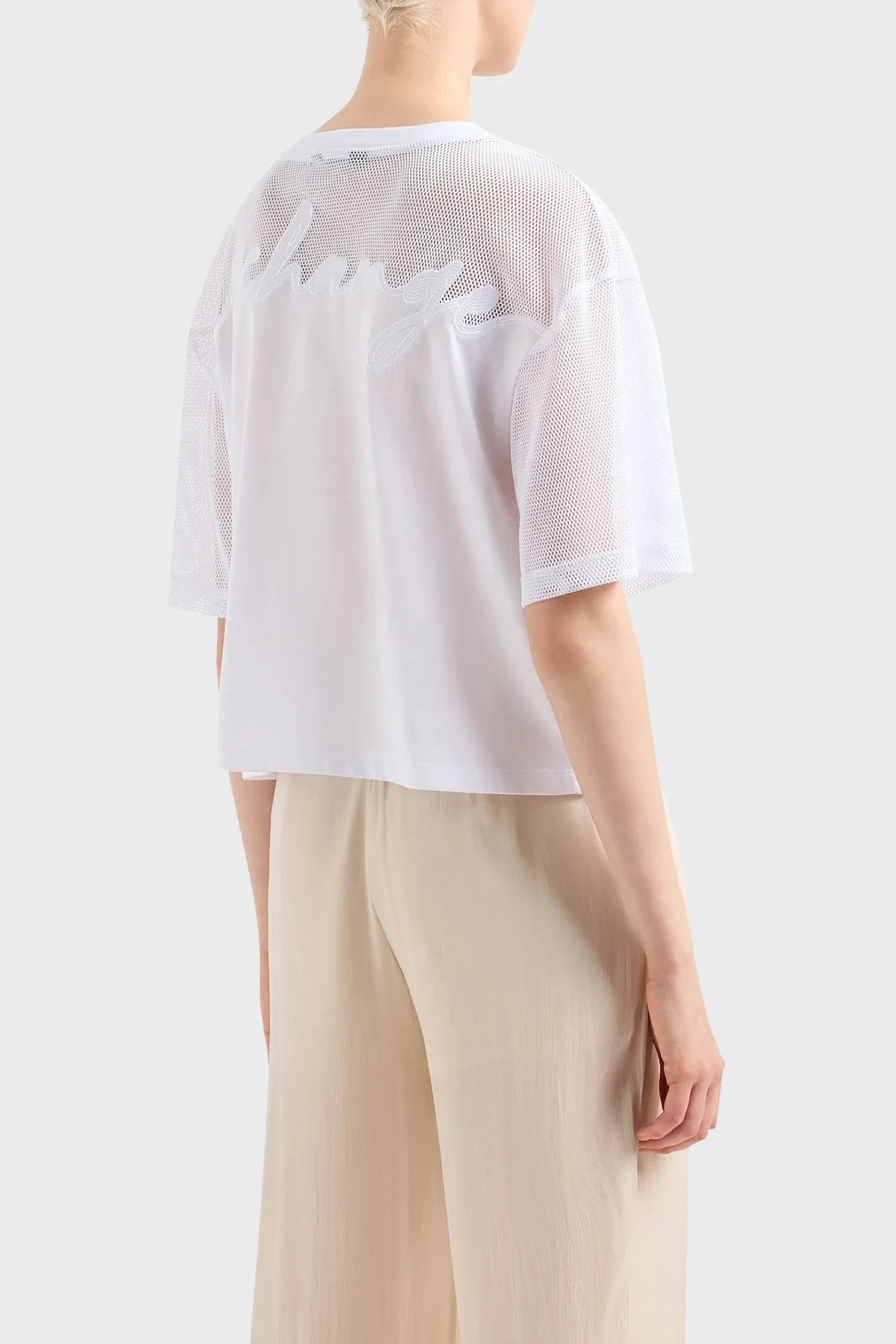 Armani Exchange Pamuklu Relaxed Fit Bisiklet Yaka Kadın T Shirt 3DYT34 YJ3RZ 1000 BEYAZ - 3