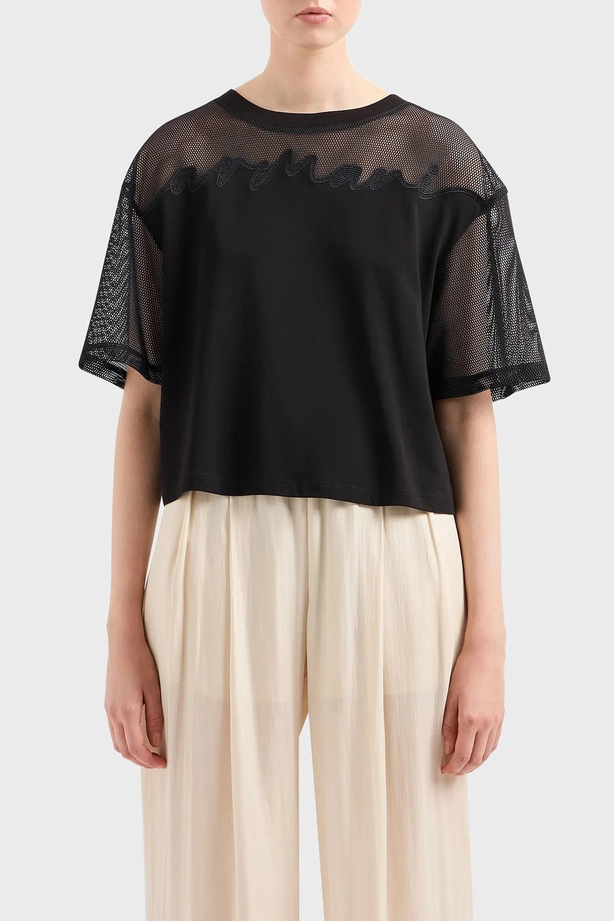 Armani Exchange Pamuklu Relaxed Fit Bisiklet Yaka Bayan T Shirt 3DYT34 YJ3RZ 1200 SİYAH - 1