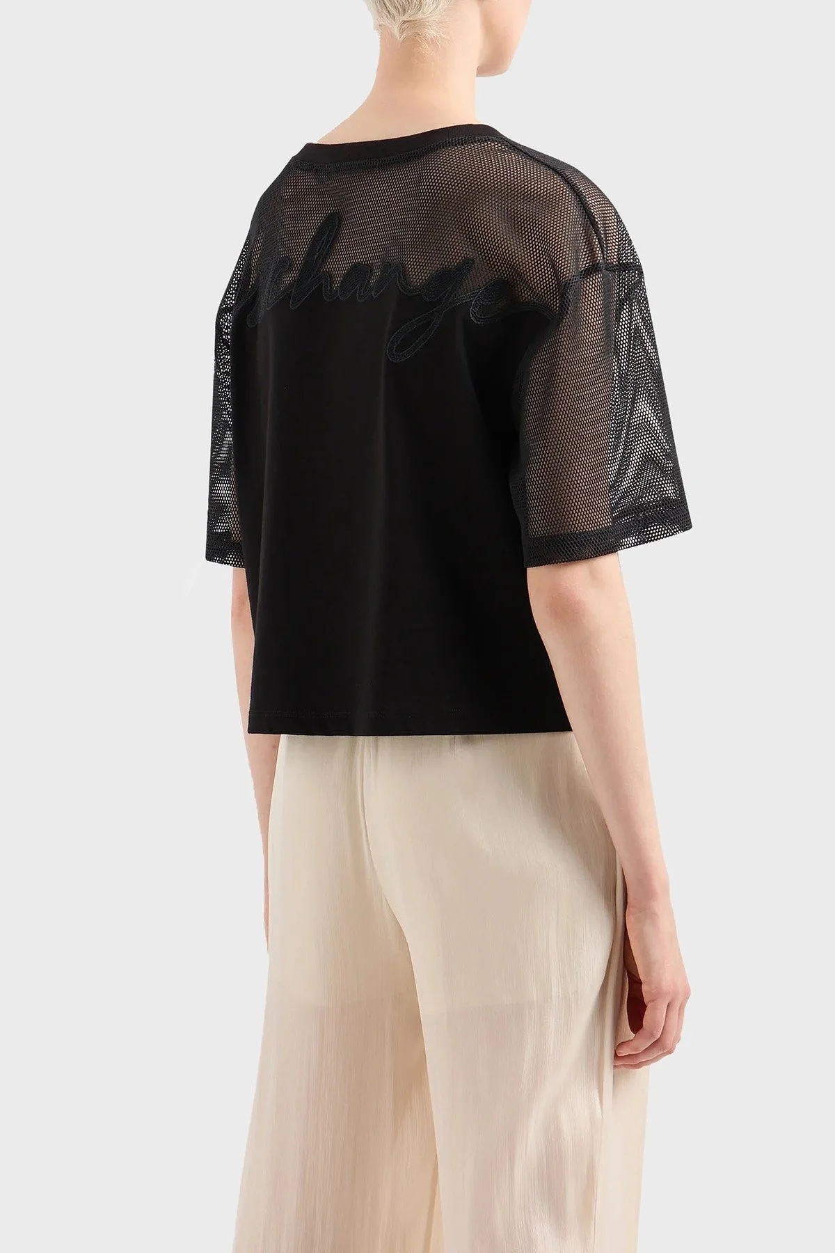 Armani Exchange Pamuklu Relaxed Fit Bisiklet Yaka Bayan T Shirt 3DYT34 YJ3RZ 1200 SİYAH - 3